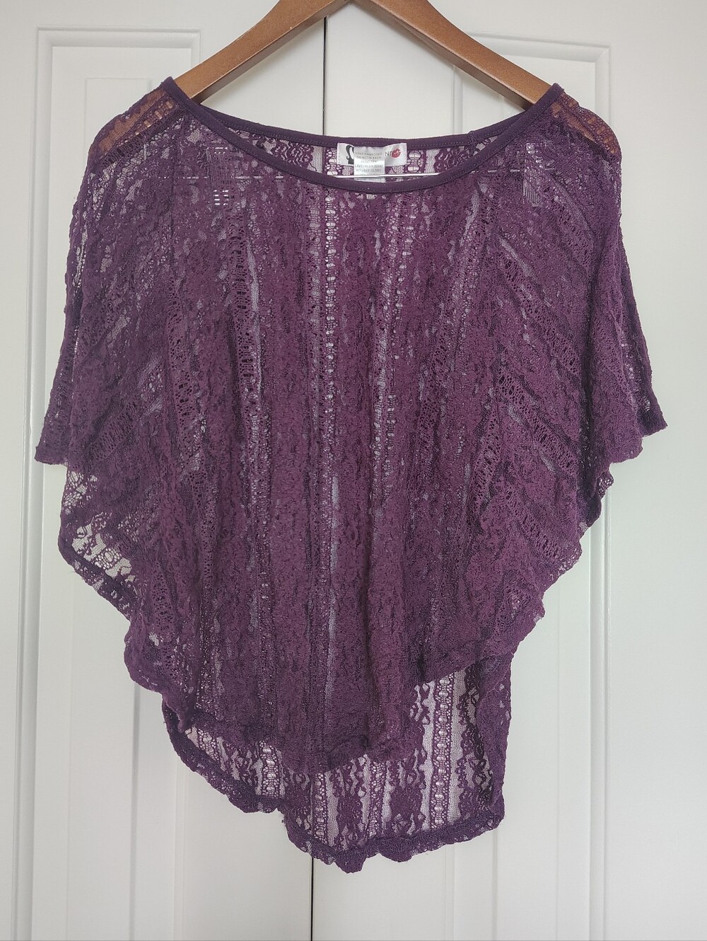 Purple Lace Butterfly Overlay Blouse